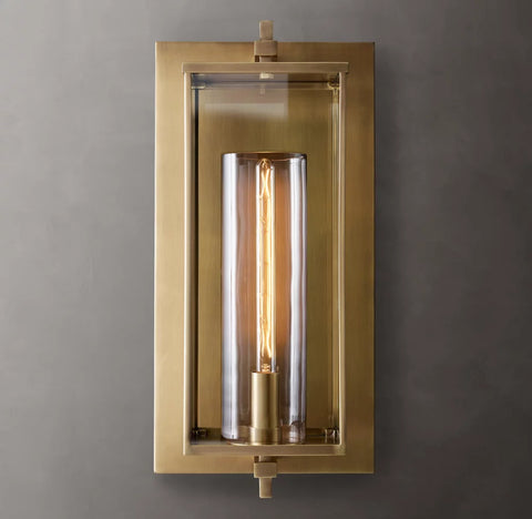 Devaux Grand Square Sconce | Luxury Brass and Crystal Wall Light