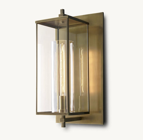 Devaux Grand Square Sconce | Luxury Brass and Crystal Wall Light