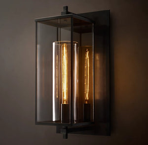 Devaux Grand Square Sconce | Luxury Brass and Crystal Wall Light