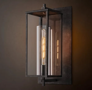Devaux Grand Square Sconce | Luxury Brass and Crystal Wall Light