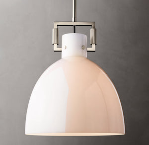 Machinist Milk Glass Cloche Pendant – Brass & Nickel