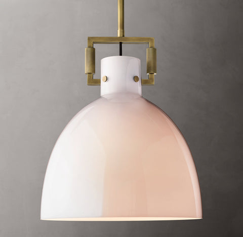 Machinist Milk Glass Cloche Pendant – Brass & Nickel