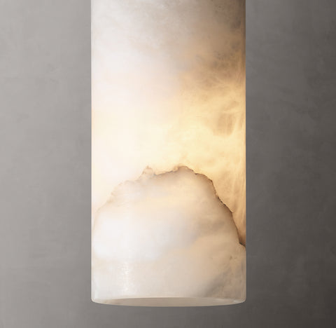 Hand-Carved Alabaster Cylinder Pendant – Luxury Stone Light