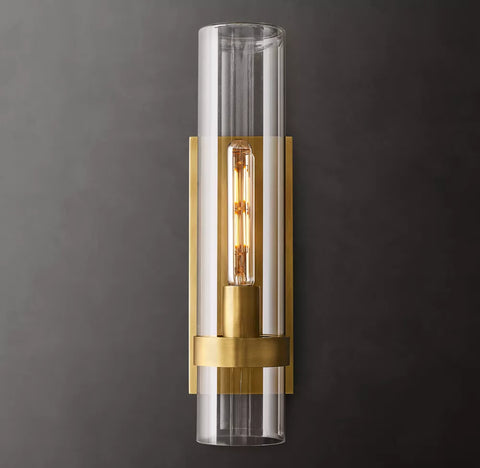 Ravelle Grand Outdoor Sconce | Large Brass & Glass Wall Light