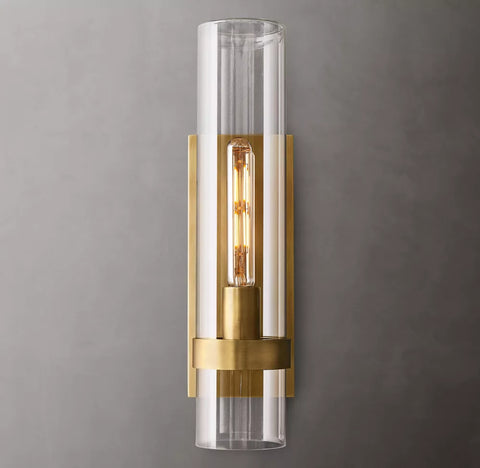 Ravelle Grand Outdoor Sconce | Large Brass & Glass Wall Light