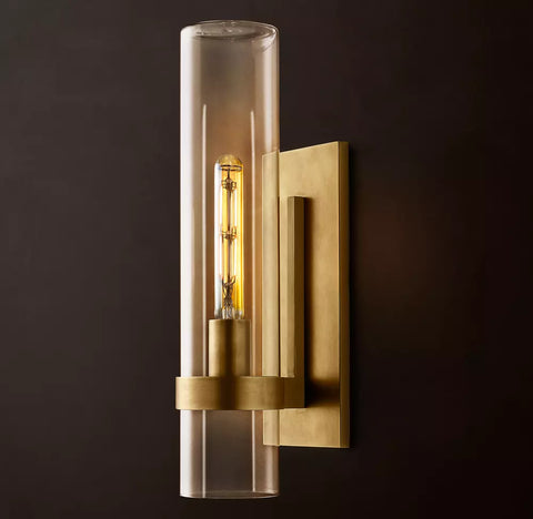 Ravelle Grand Outdoor Sconce | Large Brass & Glass Wall Light