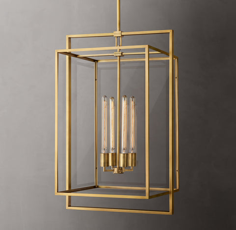 Beckman Pendant 34" Modern Steel Glass Chandelier