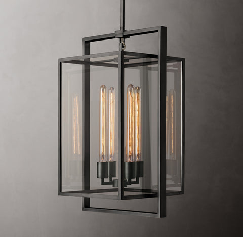 Beckman Pendant 26" Modern Steel Glass Chandelier