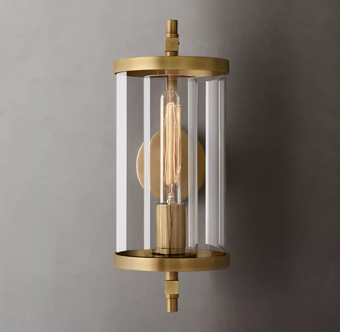 Devaux Round Sconce | Luxury Brass & Crystal Wall Light