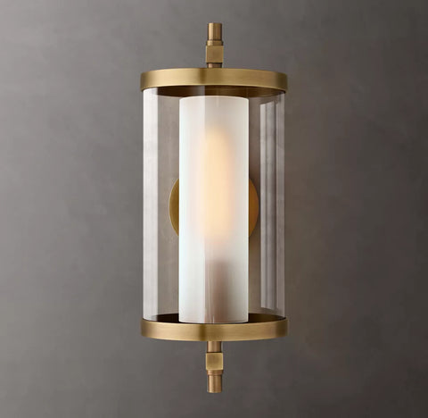 Devaux Round Sconce | Luxury Brass & Crystal Wall Light