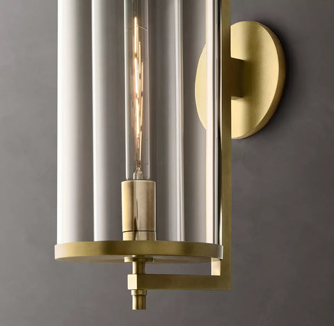 Devaux Grand Round Sconce | Luxury Brass & Crystal Wall Light