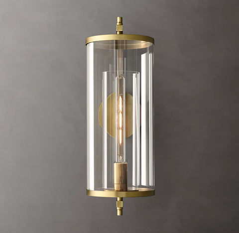 Devaux Grand Round Sconce | Luxury Brass & Crystal Wall Light