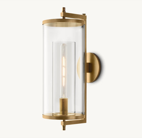 Devaux Grand Round Sconce | Luxury Brass & Crystal Wall Light