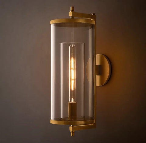 Devaux Grand Round Sconce | Luxury Brass & Crystal Wall Light