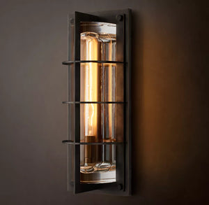 Vicomte Grand Outdoor Sconce | Brass & K9 Glass Light