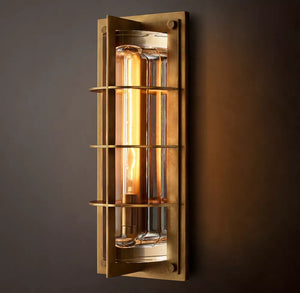 Vicomte Grand Outdoor Sconce | Brass & K9 Glass Light