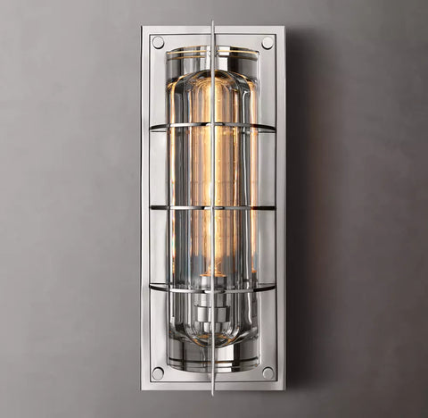 Vicomte Grand Outdoor Sconce | Brass & K9 Glass Light