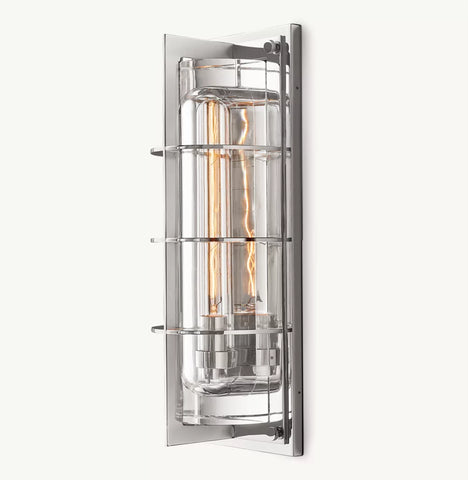 Vicomte Grand Outdoor Sconce | Brass & K9 Glass Light