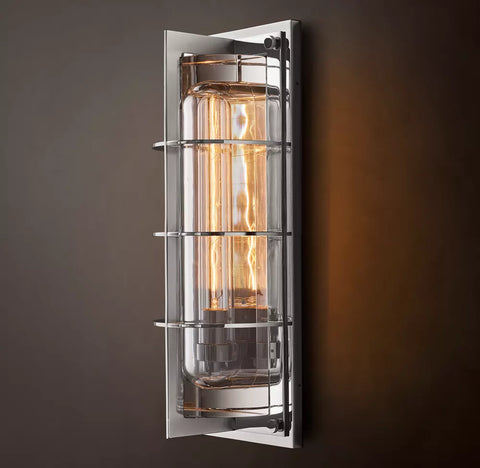 Vicomte Grand Outdoor Sconce | Brass & K9 Glass Light