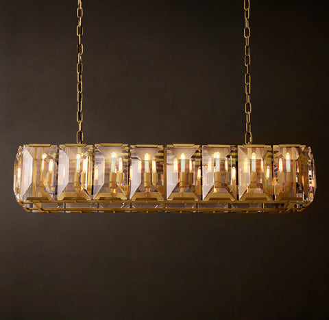 Harlow Crystal Rectangular Chandelier 54" – Iron LED