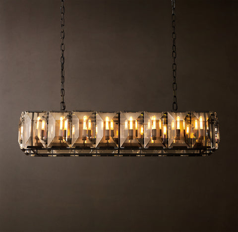 Harlow Crystal Rectangular Chandelier 54" – Iron LED