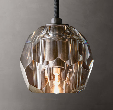Boule De Cristal Smoke Glass Pendant – Brass Lighting 20W