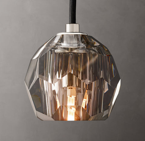 Boule De Cristal Smoke Glass Pendant – Brass Lighting 20W