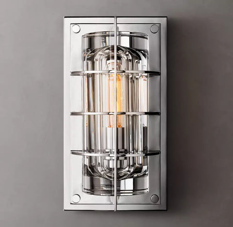 Vicomte Outdoor Sconce | Handcrafted Brass & K9 Glass