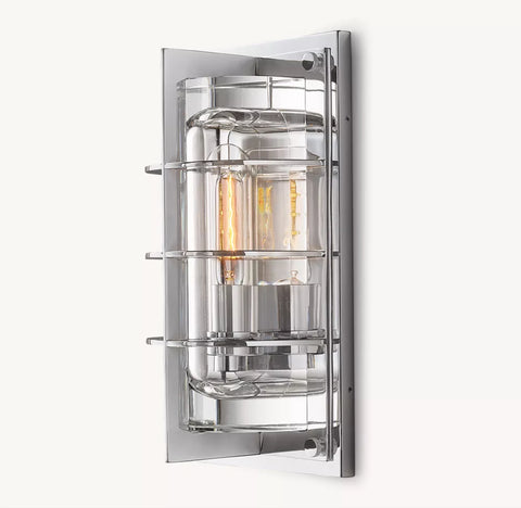 Vicomte Outdoor Sconce | Handcrafted Brass & K9 Glass