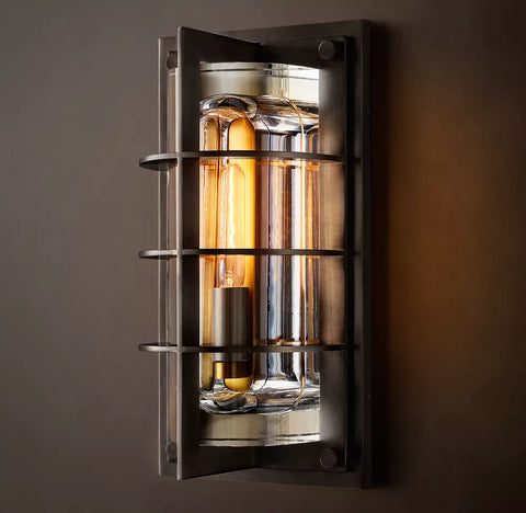 Vicomte Outdoor Sconce | Handcrafted Brass & K9 Glass