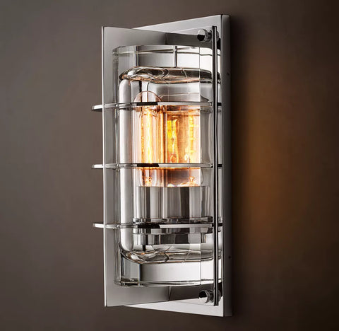 Vicomte Outdoor Sconce | Handcrafted Brass & K9 Glass