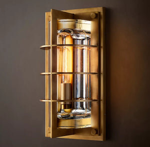 Vicomte Outdoor Sconce | Handcrafted Brass & K9 Glass