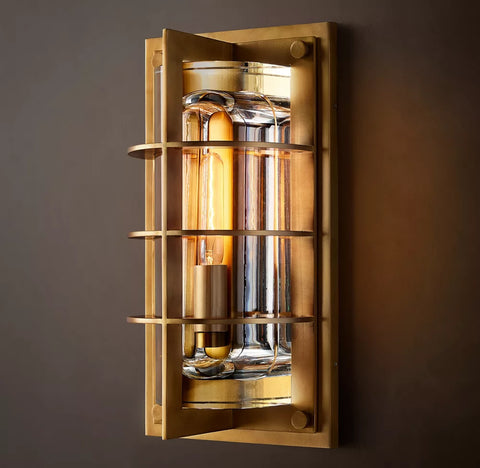 Vicomte Outdoor Sconce | Handcrafted Brass & K9 Glass