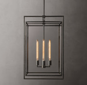 Beckman Pendant 34" Modern Steel Glass Chandelier