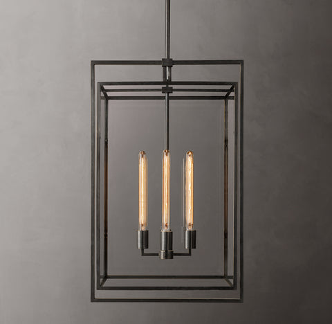 Beckman Pendant 34" Modern Steel Glass Chandelier