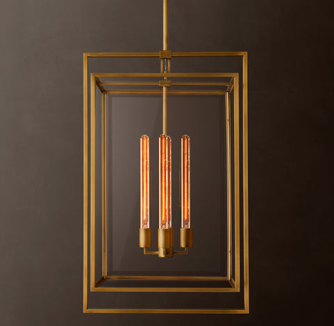 Beckman Pendant 34" Modern Steel Glass Chandelier