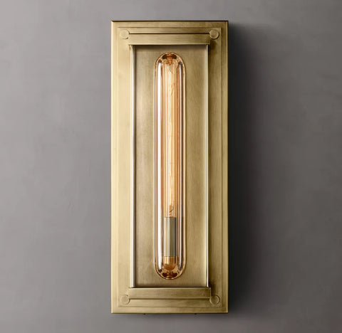 Savile Grand Rectangular Sconce | Luxury Crystal & Brass Wall Light