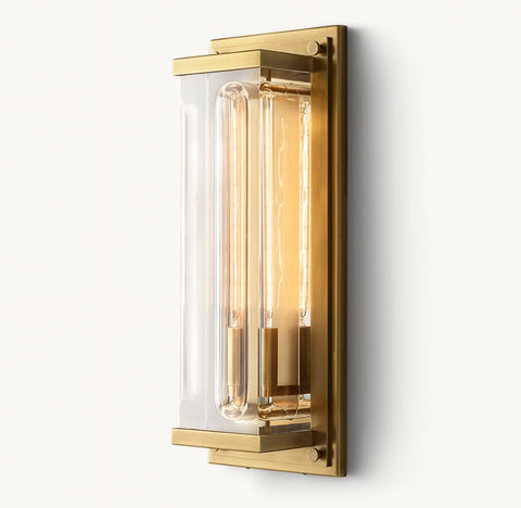 Savile Grand Rectangular Sconce | Luxury Crystal & Brass Wall Light