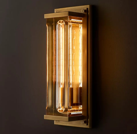 Savile Grand Rectangular Sconce | Luxury Crystal & Brass Wall Light