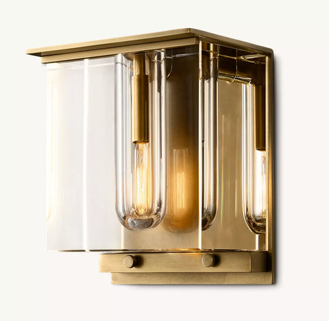 Savile Cube Sconce | Luxury Crystal & Brass Wall Light