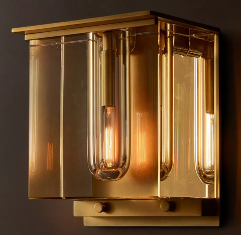 Savile Cube Sconce | Luxury Crystal & Brass Wall Light