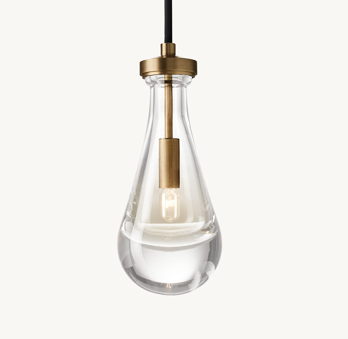 Luxury Hand-Blown Glass Raindrop Pendant Light - Brass Canopy