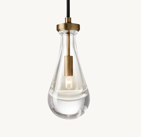 Luxury Hand-Blown Glass Raindrop Pendant Light - Brass Canopy
