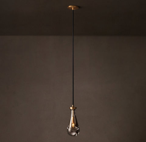 Luxury Hand-Blown Glass Raindrop Pendant Light - Brass Canopy