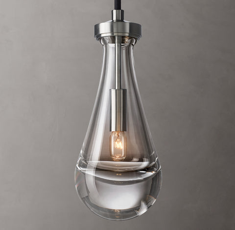 Luxury Hand-Blown Glass Raindrop Pendant Light - Brass Canopy