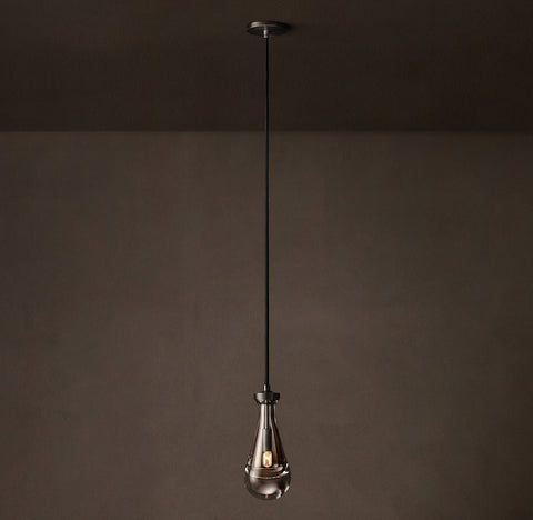 Luxury Hand-Blown Glass Raindrop Pendant Light - Brass Canopy