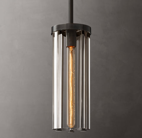 Savile Cylindrical Pendant – Brass & K9 Crystal