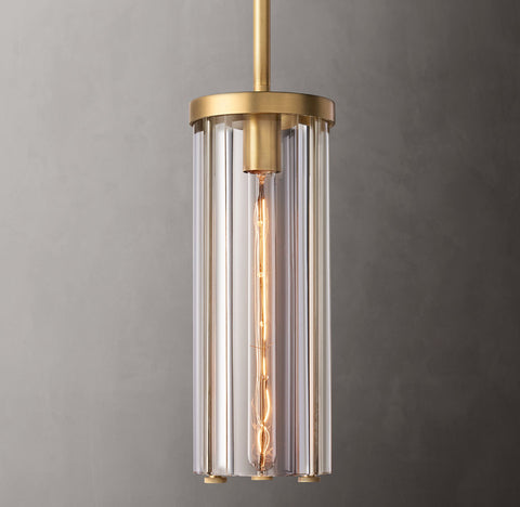 Savile Cylindrical Pendant – Brass & K9 Crystal