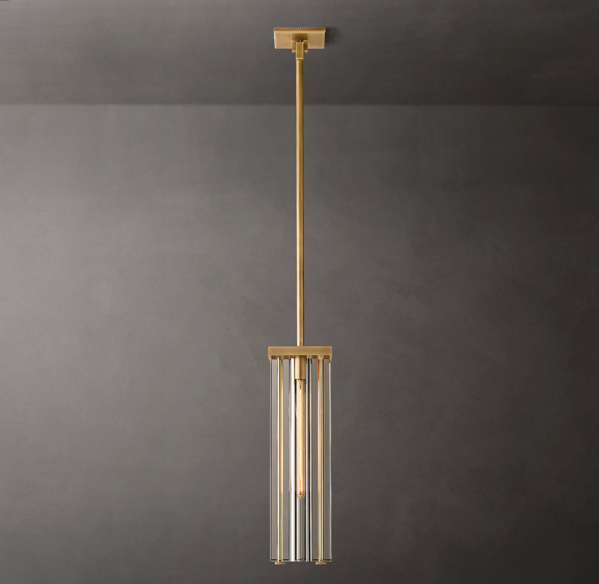 Savile Square Pendant – Brass & K9 Crystal
