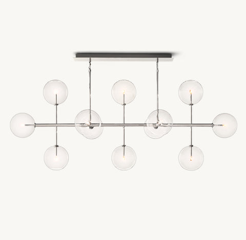 Glass Globe Mobile Linear Chandelier  | Handcrafted Borosilicate Glass | CIRC